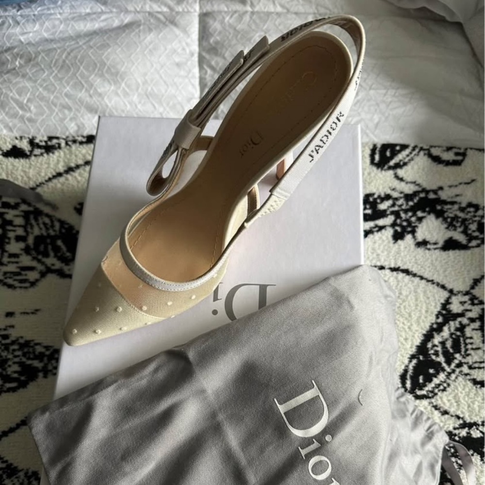 Dior Cream Slingback Heels